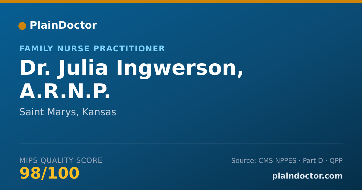 Shareable card for Julia Ingwerson, A.R.N.P. - Family Nurse Practitioner, Saint Marys, KS