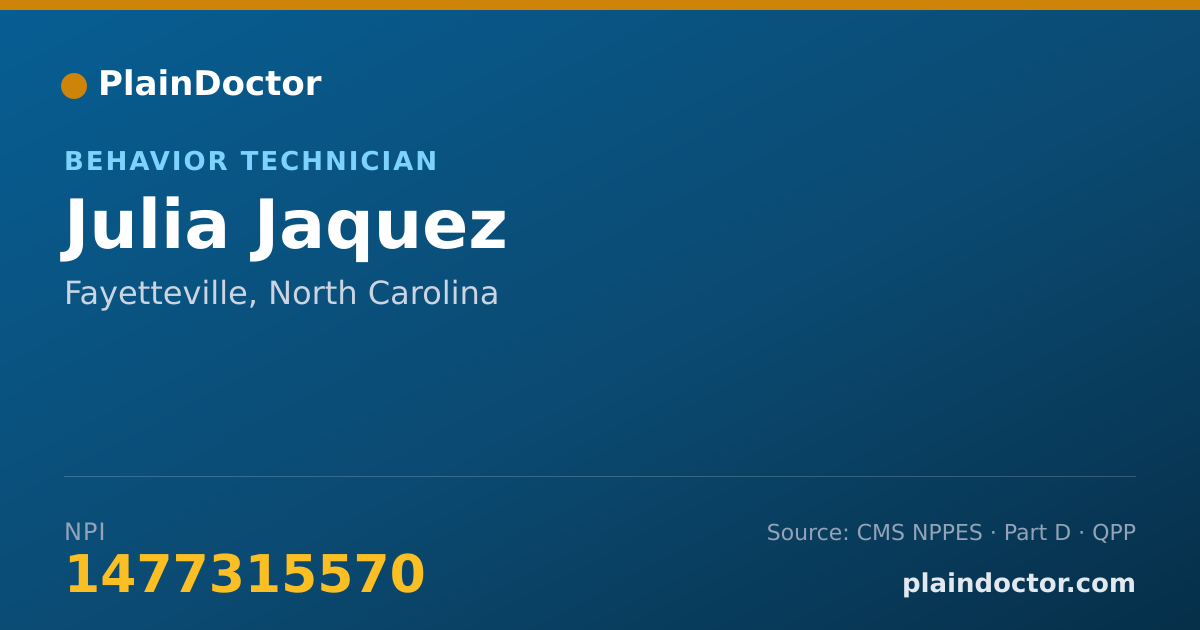 Shareable card for Julia Jaquez - Behavior Technician, Fayetteville, NC