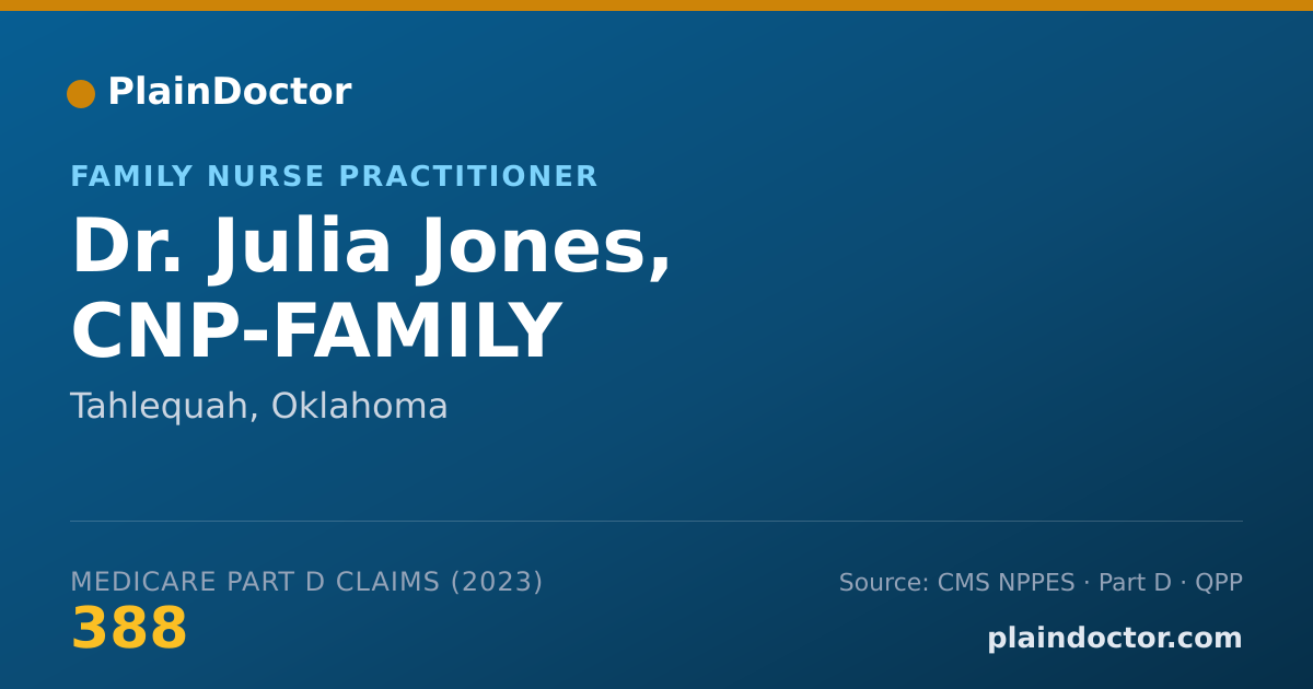Shareable card for Julia Jones, CNP-FAMILY - Family Nurse Practitioner, Tahlequah, OK