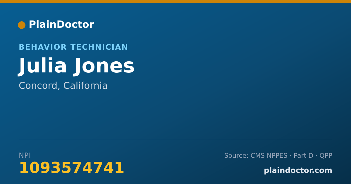 Shareable card for Julia Jones - Behavior Technician, Concord, CA