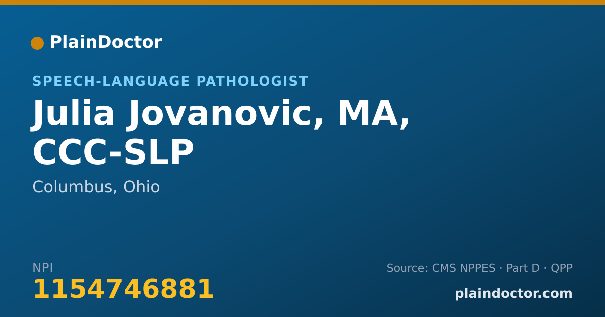 Shareable card for Julia Jovanovic, MA, CCC-SLP - Speech-Language Pathologist, Columbus, OH
