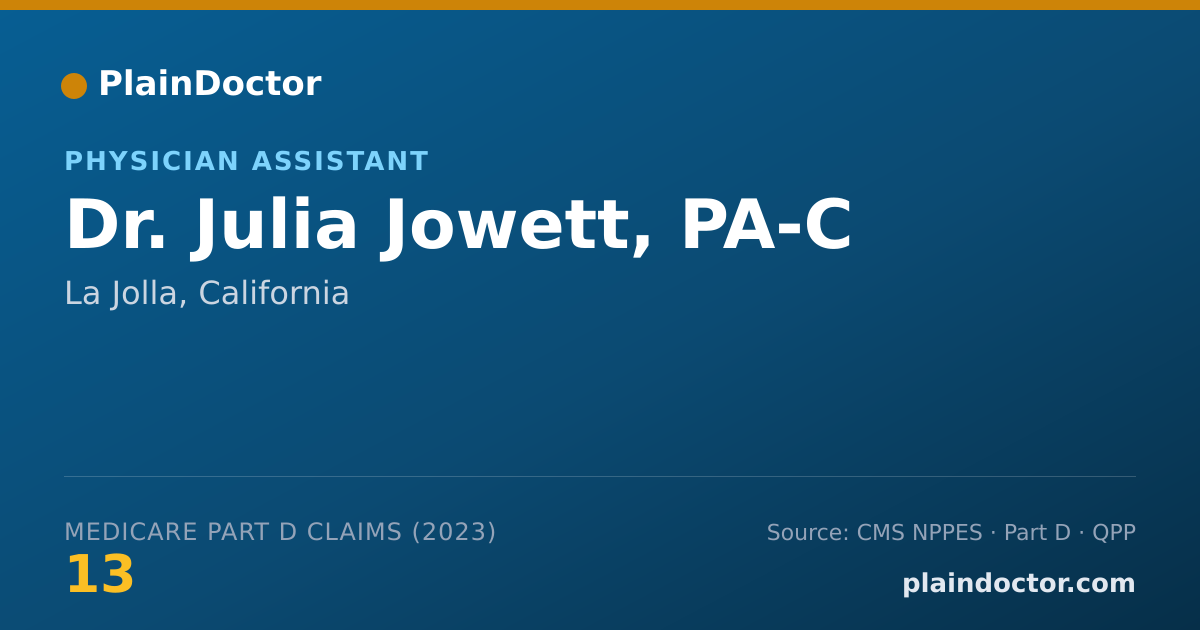 Shareable card for Julia Jowett, PA-C - Physician Assistant, La Jolla, CA