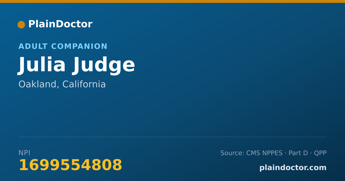 Shareable card for Julia Judge - Adult Companion, Oakland, CA