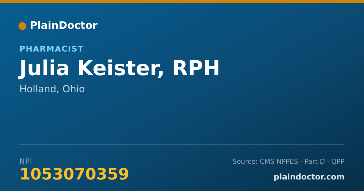 Shareable card for Julia Keister, RPH - Pharmacist, Holland, OH