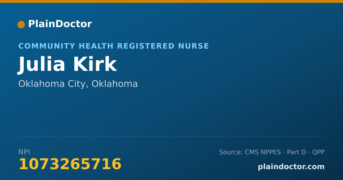 Shareable card for Julia Kirk - Community Health Registered Nurse, Oklahoma City, OK