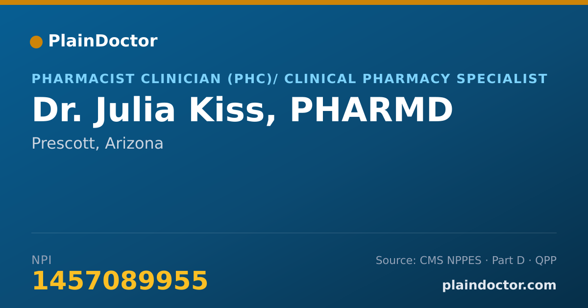 Shareable card for Julia Kiss, PHARMD - Pharmacist Clinician (PhC)/ Clinical Pharmacy Specialist, Prescott, AZ