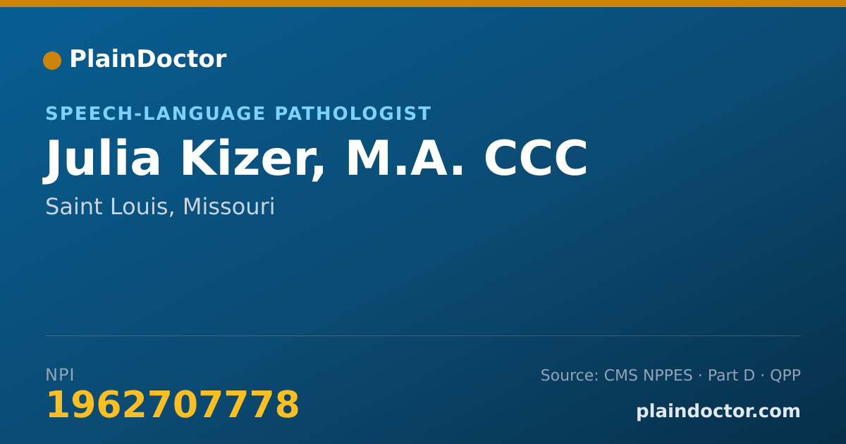 Shareable card for Julia Kizer, M.A. CCC - Speech-Language Pathologist, Saint Louis, MO