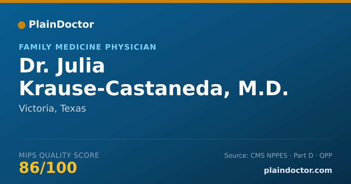 Shareable card for Julia Krause-Castaneda, M.D. - Family Medicine Physician, Victoria, TX