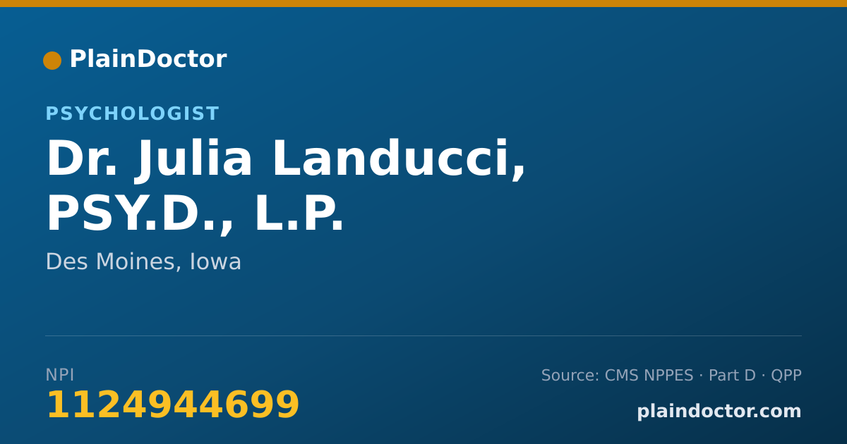 Shareable card for Julia Landucci, PSY.D., L.P. - Psychologist, Des Moines, IA
