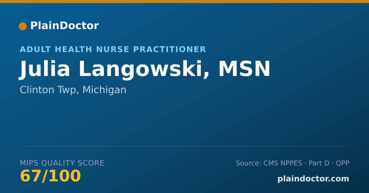 Shareable card for Julia Langowski, MSN - Adult Health Nurse Practitioner, Clinton Twp, MI