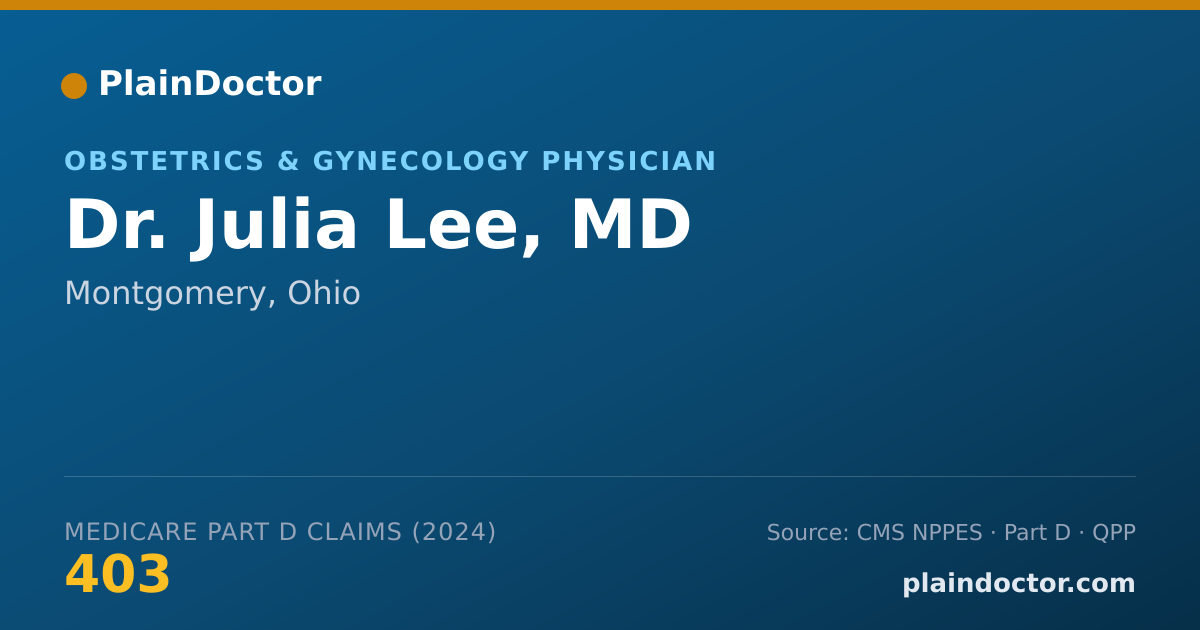 Shareable card for Julia Lee, MD - Obstetrics & Gynecology Physician, Montgomery, OH