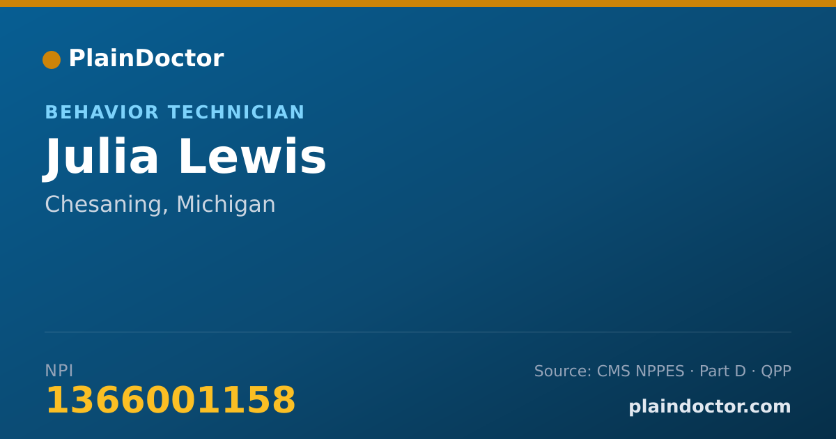 Shareable card for Julia Lewis - Behavior Technician, Chesaning, MI