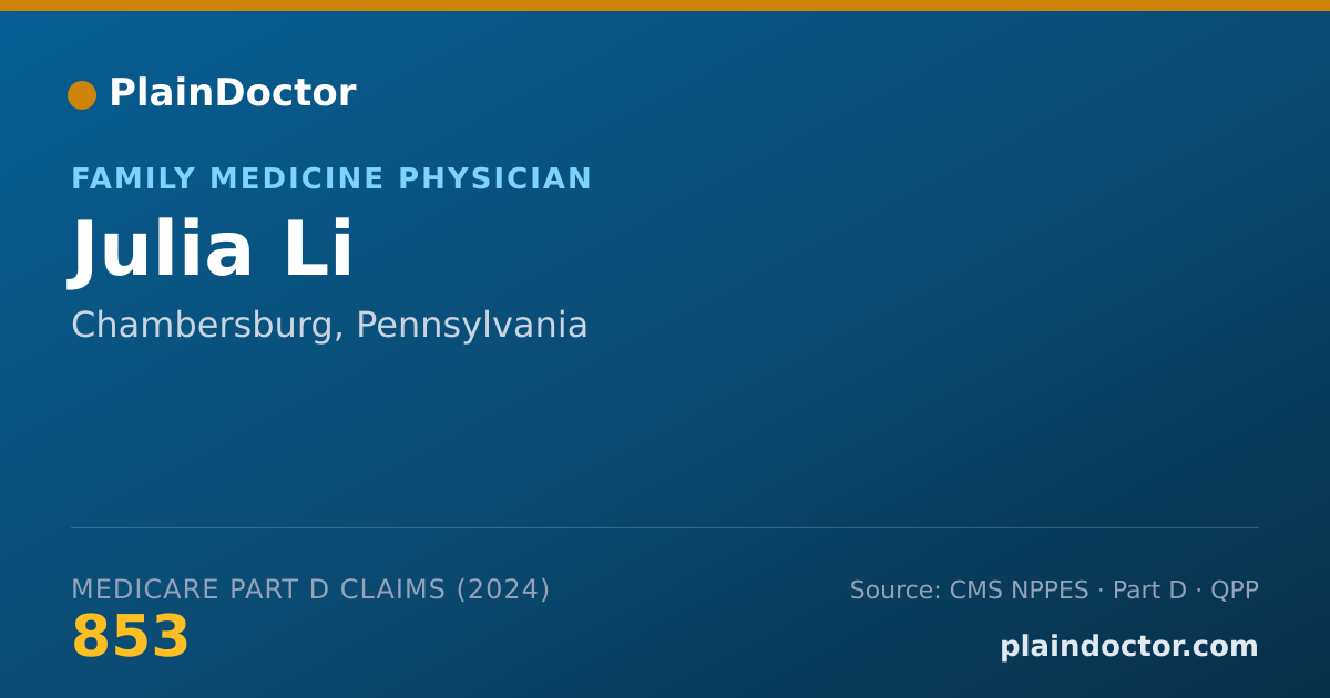 Shareable card for Julia Li - Family Medicine Physician, Chambersburg, PA