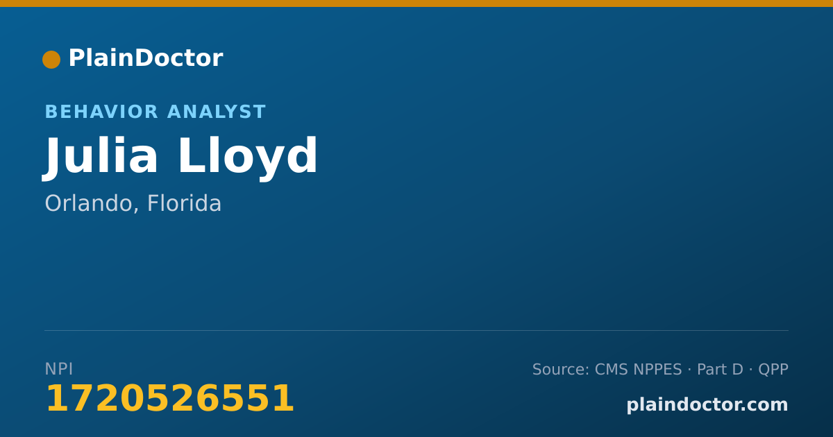 Shareable card for Julia Lloyd - Behavior Analyst, Orlando, FL