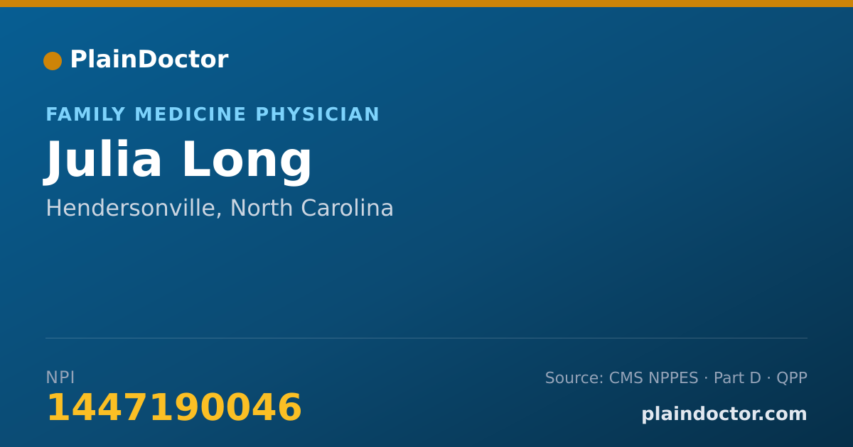 Shareable card for Julia Long - Family Medicine Physician, Hendersonville, NC