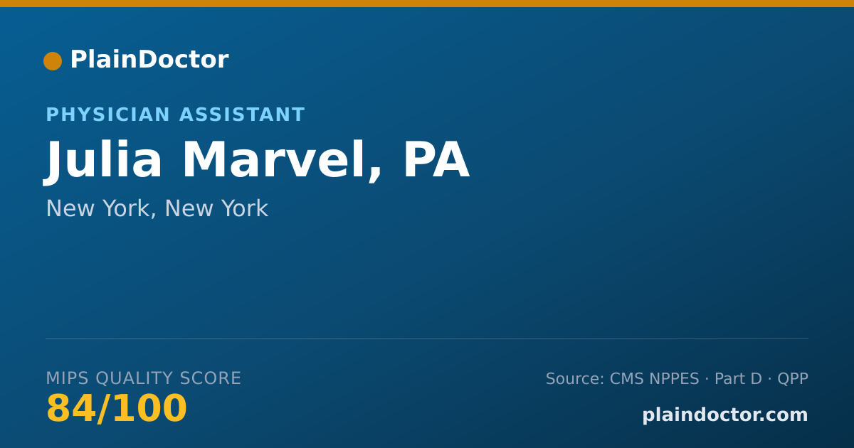 Shareable card for Julia Marvel, PA - Physician Assistant, New York, NY