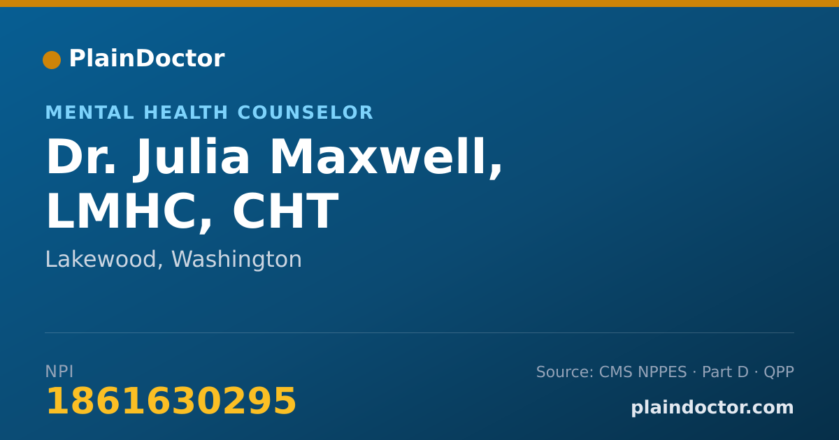Shareable card for Julia Maxwell, LMHC, CHT - Mental Health Counselor, Lakewood, WA