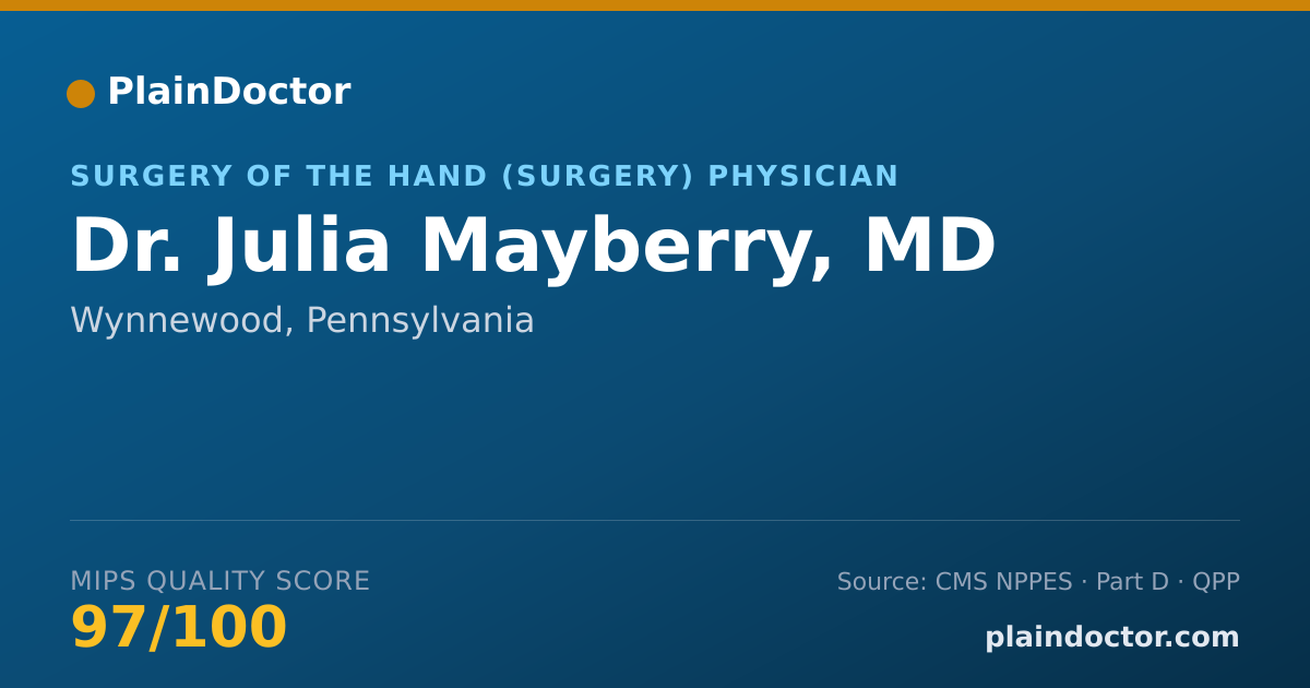 Shareable card for Julia Mayberry, MD - Surgery Physician, Wynnewood, PA
