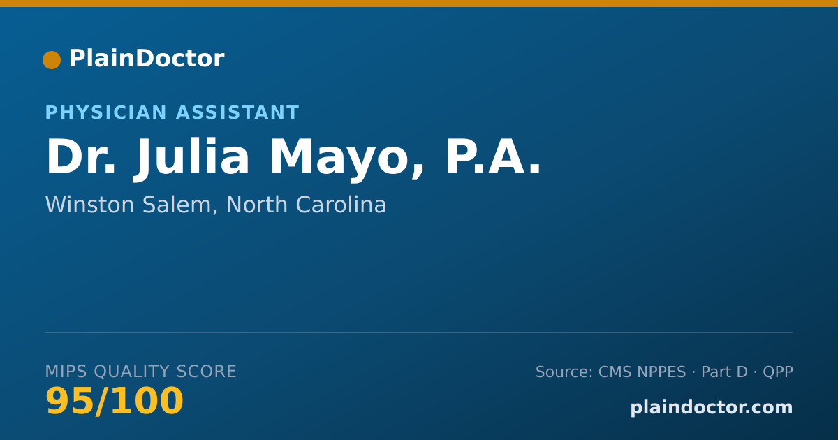 Shareable card for Julia Mayo, P.A. - Physician Assistant, Winston Salem, NC