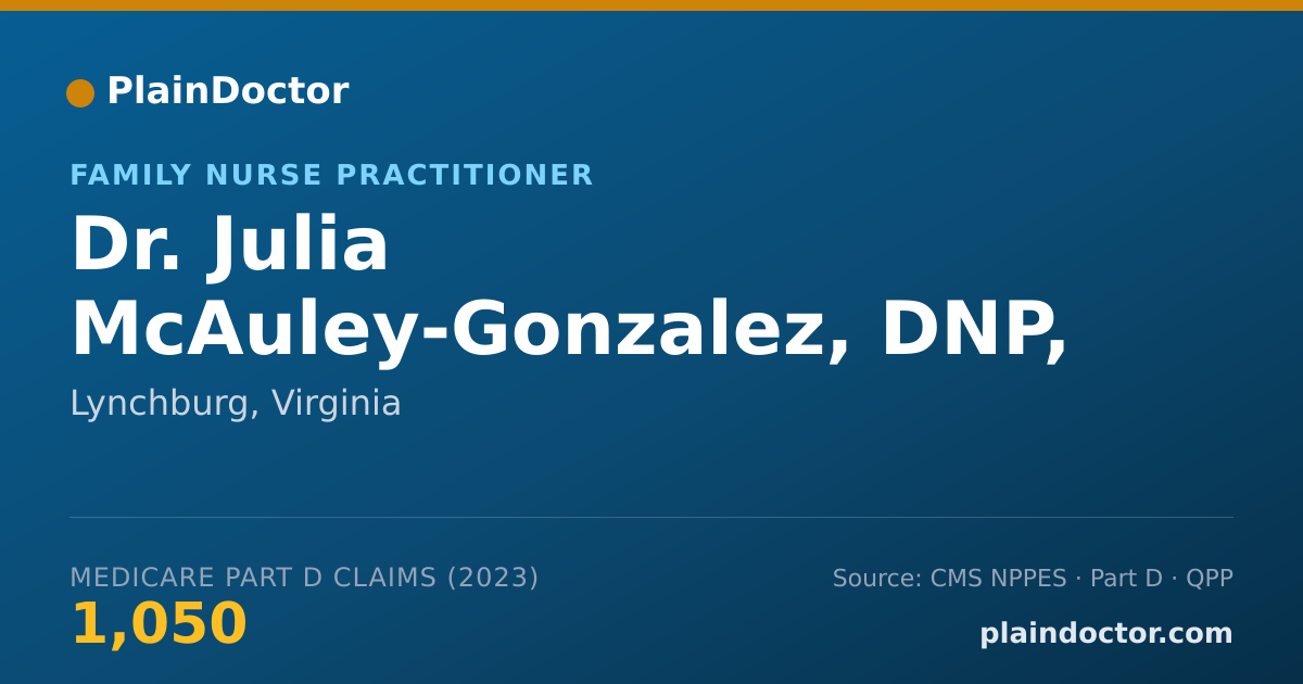 Shareable card for Julia McAuley-Gonzalez, DNP, FNP-BC - Family Nurse Practitioner, Lynchburg, VA