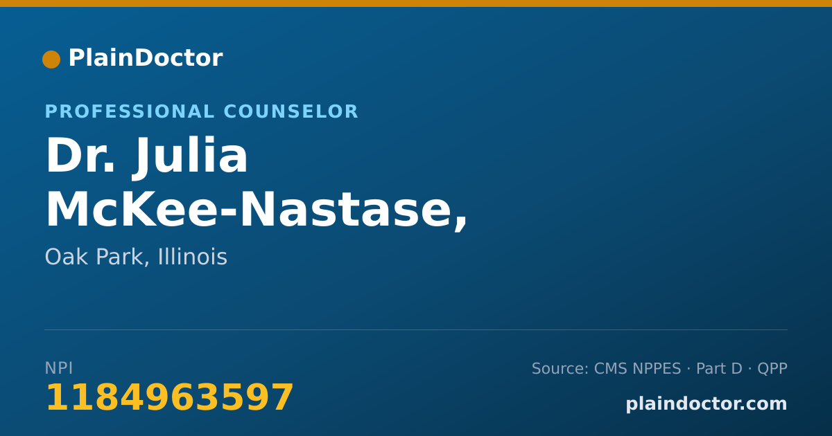 Shareable card for Julia McKee-Nastase, L.C.P.C. - Professional Counselor, Oak Park, IL
