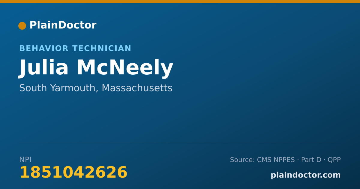 Shareable card for Julia McNeely - Behavior Technician, South Yarmouth, MA