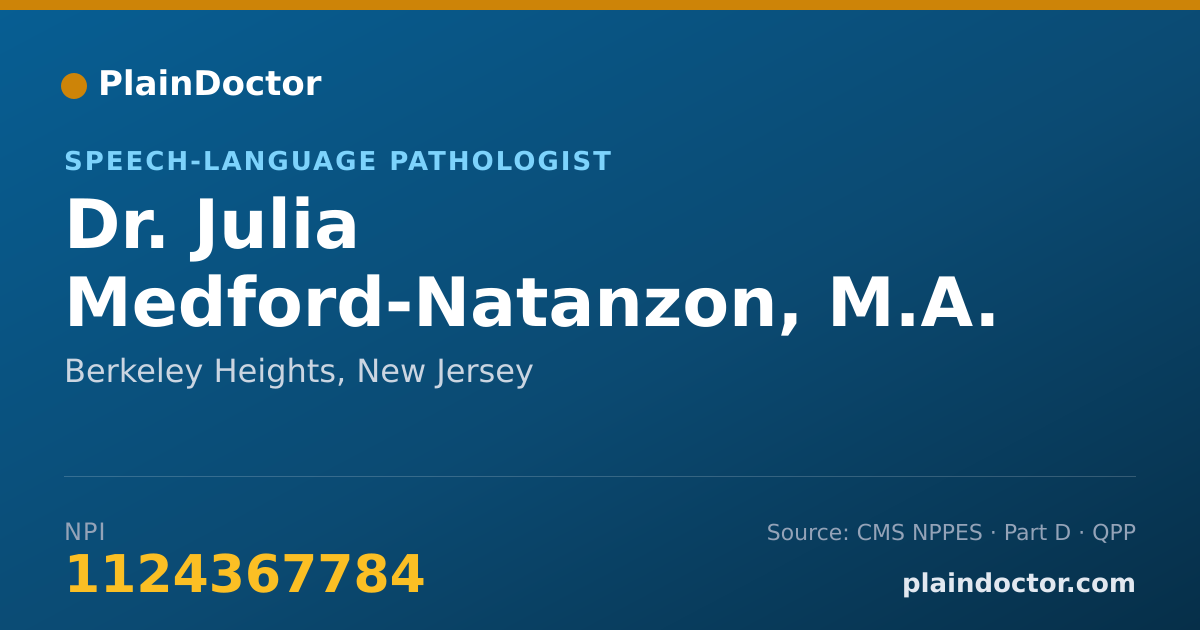 Shareable card for Julia Medford-Natanzon, M.A. CCC-SLP - Speech-Language Pathologist, Berkeley Heights, NJ