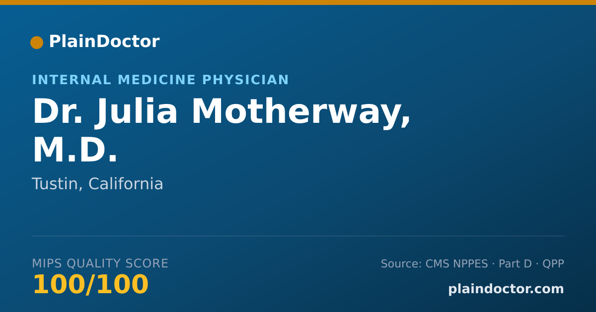 Shareable card for Julia Motherway, M.D. - Internal Medicine Physician, Tustin, CA