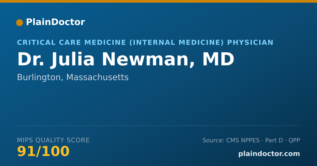 Shareable card for Julia Newman, MD - Pulmonary Disease Physician, Burlington, MA