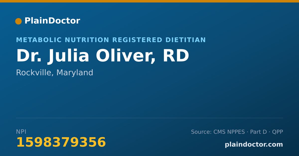 Shareable card for Julia Oliver, RD - Metabolic Nutrition Registered Dietitian, Rockville, MD