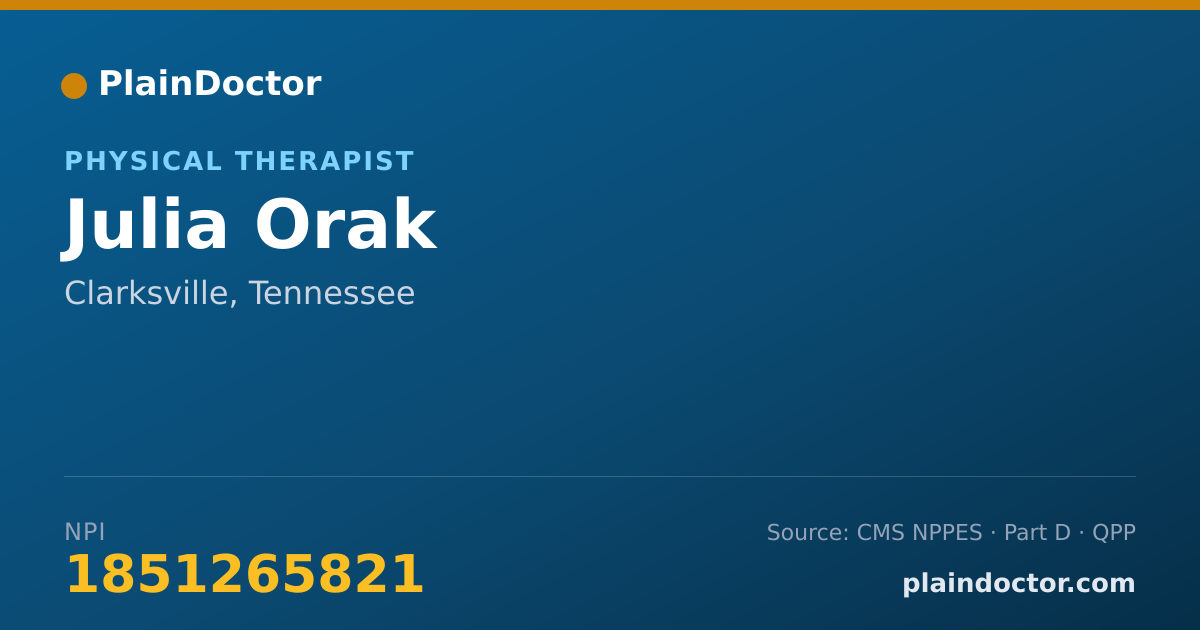 Shareable card for Julia Orak - Physical Therapist, Clarksville, TN