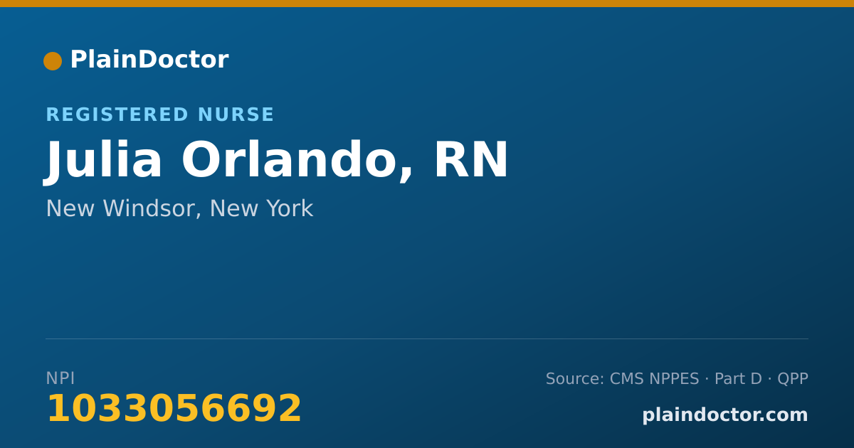 Shareable card for Julia Orlando, RN - Registered Nurse, New Windsor, NY