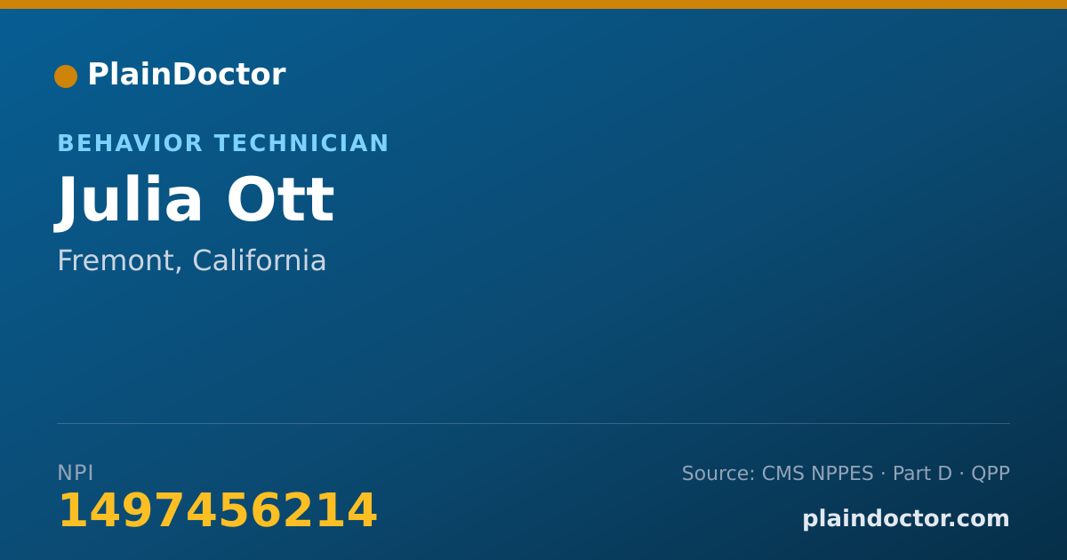 Shareable card for Julia Ott - Behavior Technician, Fremont, CA
