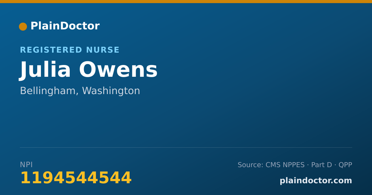 Shareable card for Julia Owens - Registered Nurse, Bellingham, WA