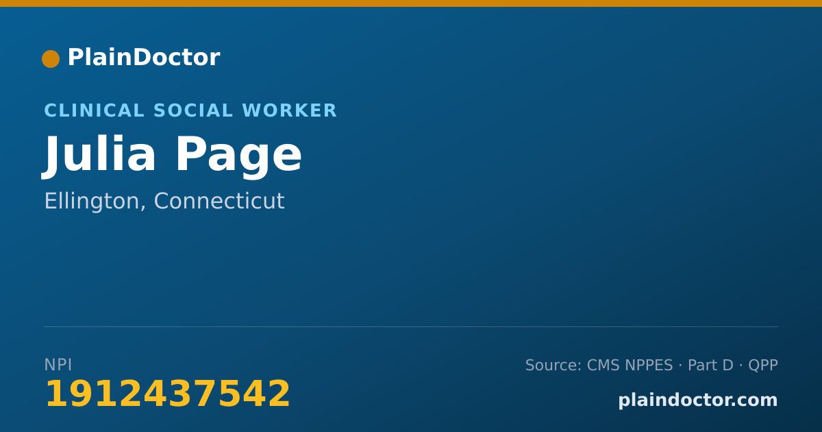Shareable card for Julia Page - Clinical Social Worker, Ellington, CT