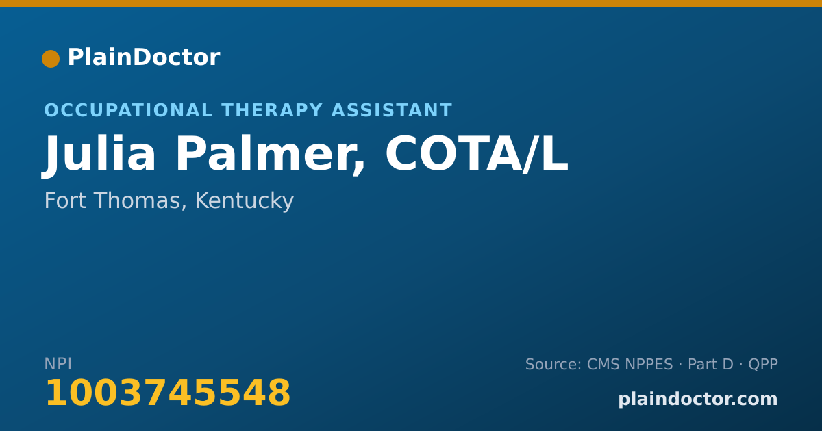 Shareable card for Julia Palmer, COTA/L - Occupational Therapy Assistant, Fort Thomas, KY