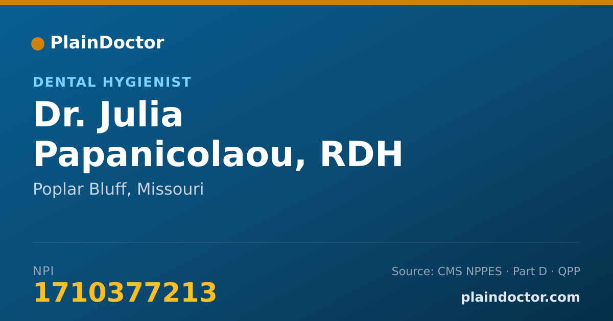 Shareable card for Julia Papanicolaou, RDH - Dental Hygienist, Poplar Bluff, MO
