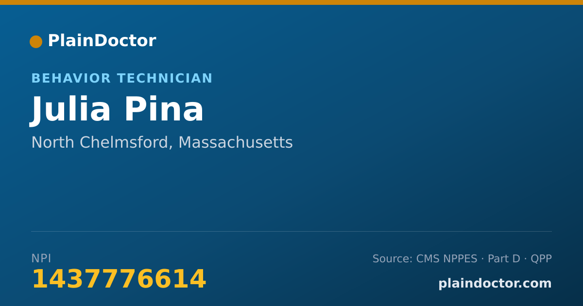 Shareable card for Julia Pina - Behavior Technician, North Chelmsford, MA