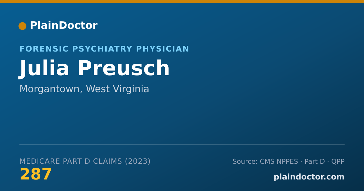 Shareable card for Julia Preusch - Forensic Psychiatry Physician, Morgantown, WV