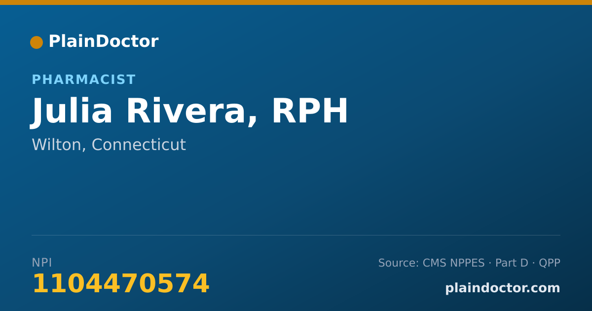Shareable card for Julia Rivera, RPH - Pharmacist, Wilton, CT
