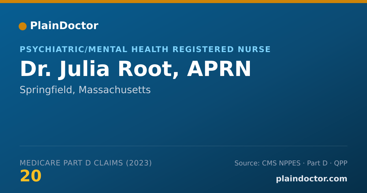 Shareable card for Julia Root, APRN - Psychiatric/Mental Health Registered Nurse, Springfield, MA