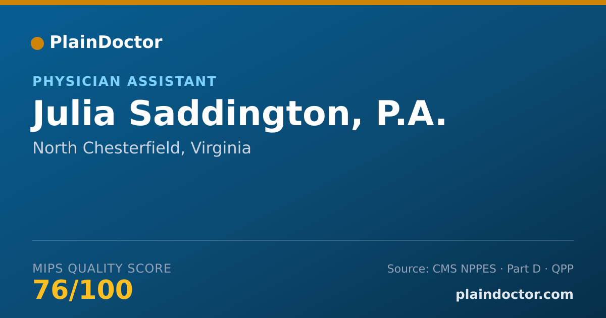 Shareable card for Julia Saddington, P.A. - Surgical Physician Assistant, North Chesterfield, VA