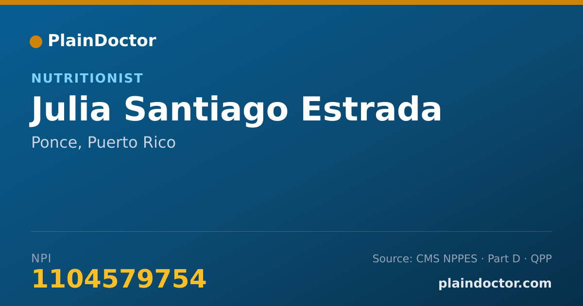 Shareable card for Julia Santiago Estrada - Nutritionist, Ponce, PR