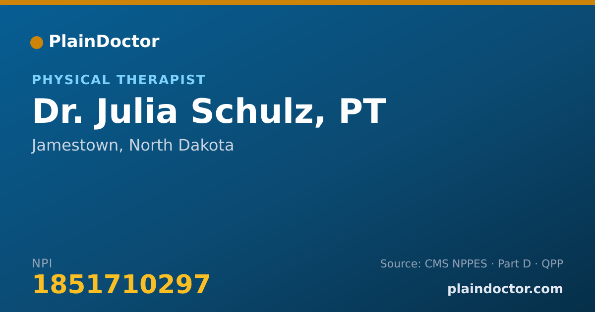 Shareable card for Julia Schulz, PT - Physical Therapist, Jamestown, ND