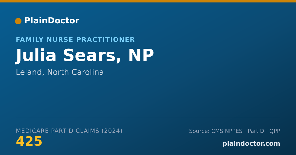 Shareable card for Julia Sears, NP - Family Nurse Practitioner, Leland, NC