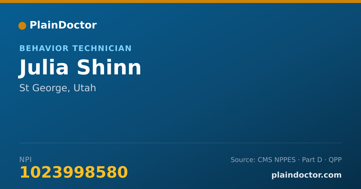 Shareable card for Julia Shinn - Behavior Technician, St George, UT