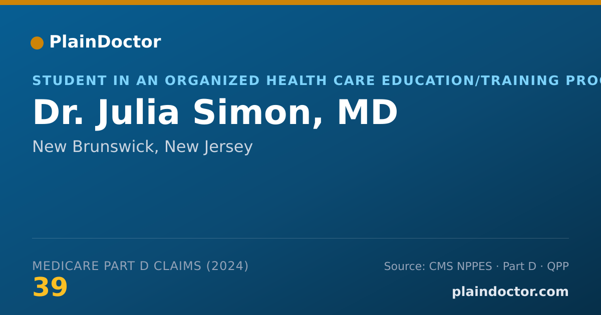 Shareable card for Julia Simon, MD - Student in an Organized Health Care Education/Training Program, New Brunswick, NJ