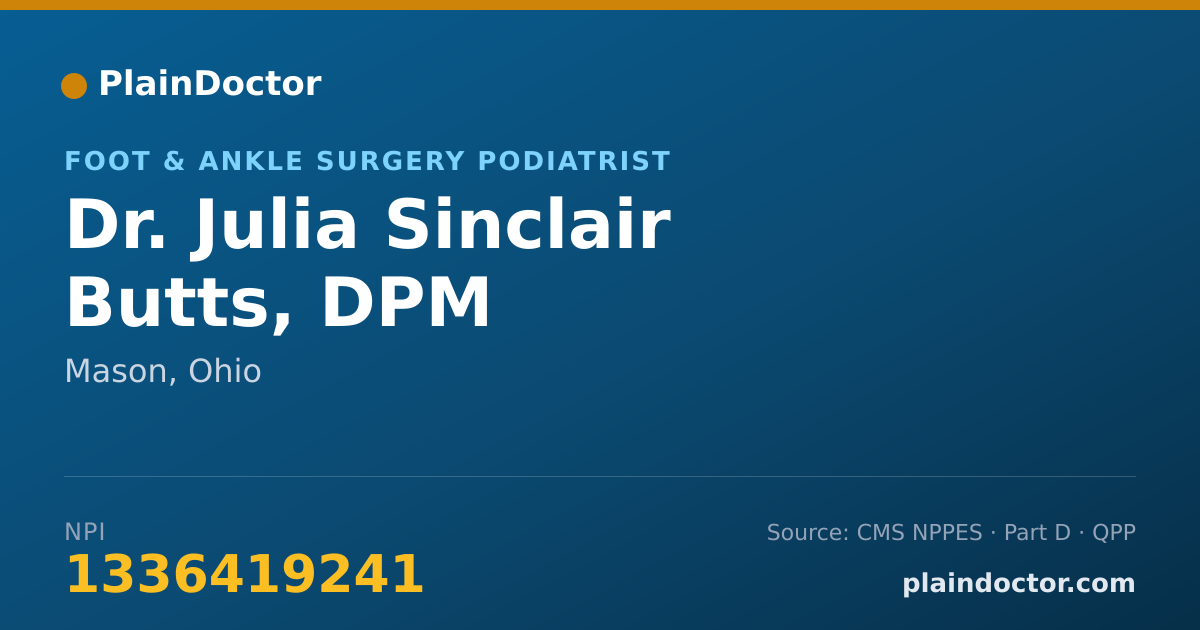 Shareable card for Julia Sinclair Butts, DPM - Foot & Ankle Surgery Podiatrist, Mason, OH