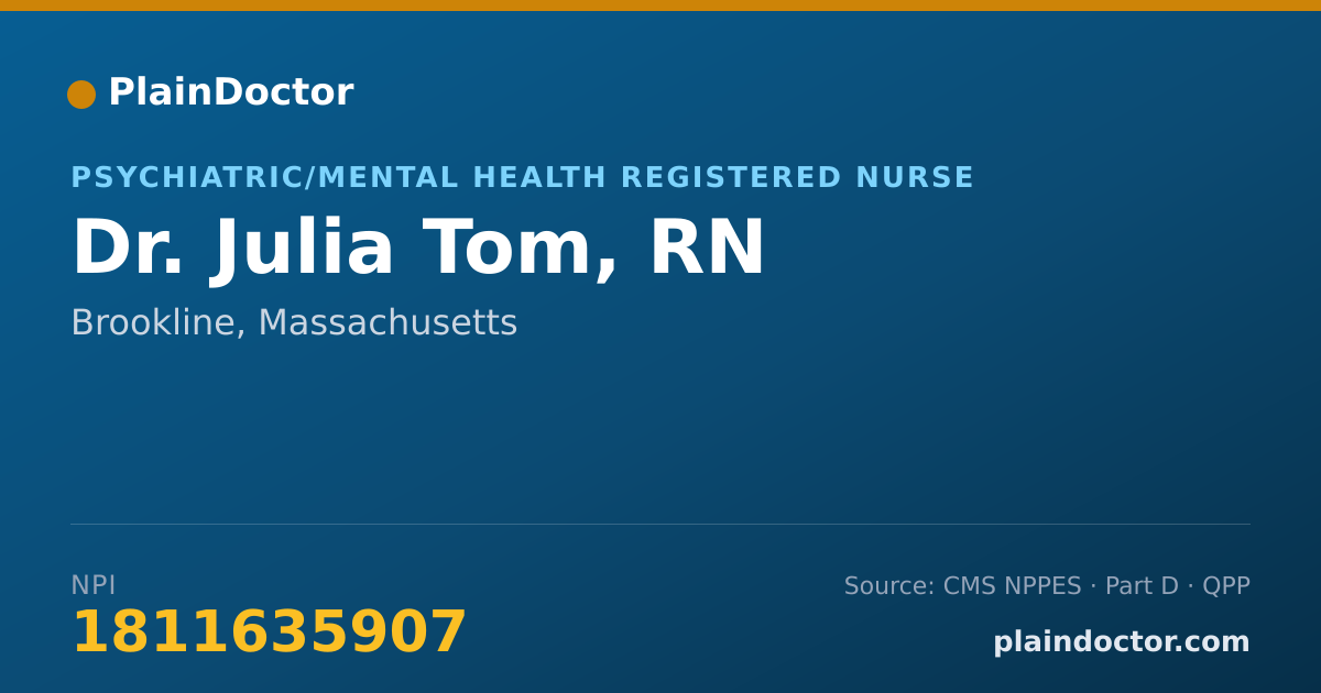 Shareable card for Julia Tom, RN - Psychiatric/Mental Health Registered Nurse, Brookline, MA