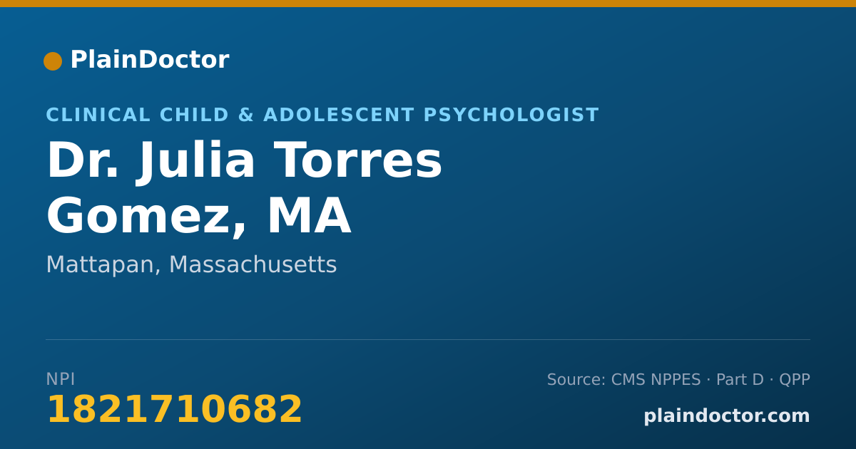 Shareable card for Julia Torres Gomez, MA - Clinical Child & Adolescent Psychologist, Mattapan, MA